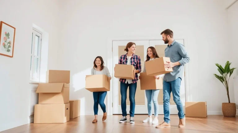 Eine Familie beim Wohnungsumzug Wien
